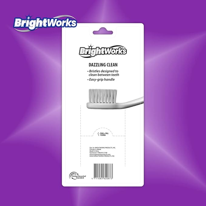 BrightWorks Dazzling Clean Manual Toothbrush (10 Pack), Soft, Bristles Designed to Clean in Between Teeth. Great for Sensitive Teeth or Sensory Issues (multiple colors).