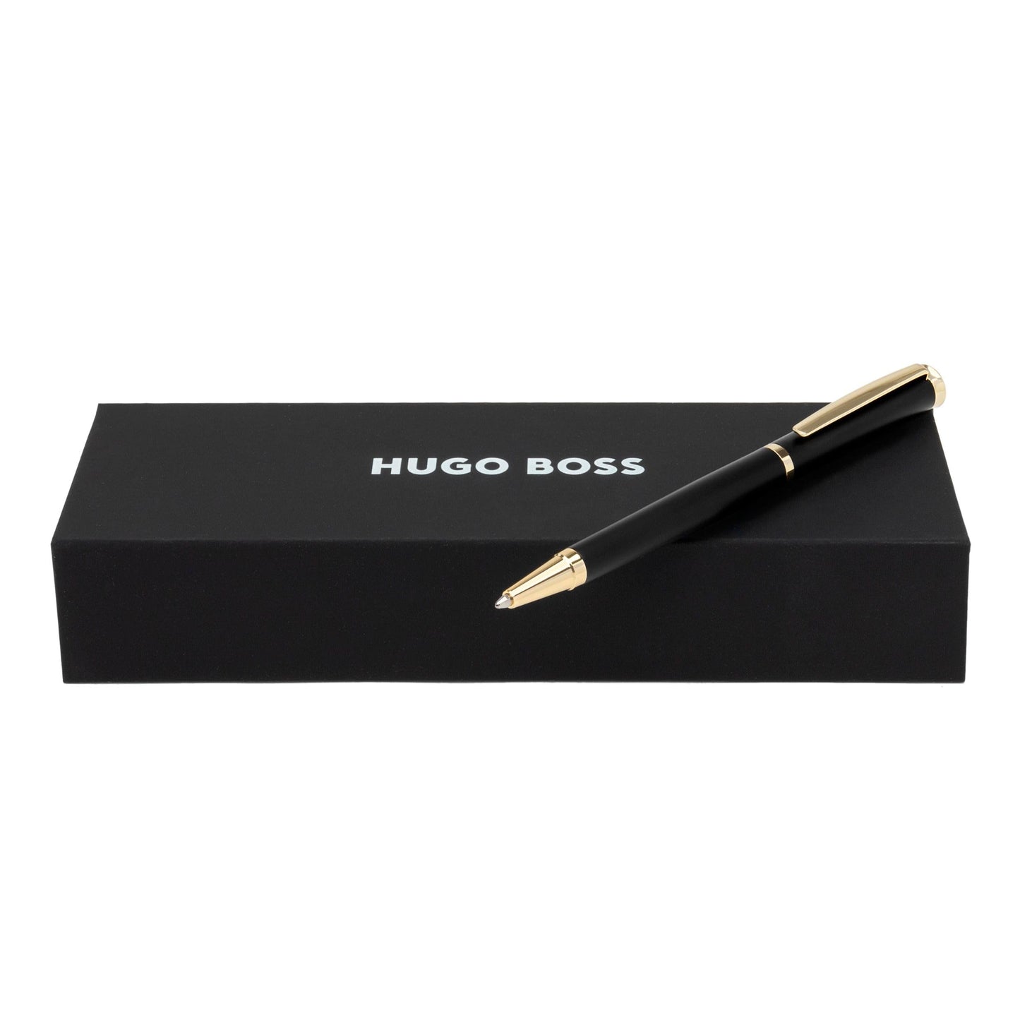 HUGO BOSS Sophisticated HSC3114A Brass Ballpoint Pen Matte Black Length 13.6 cm Lead Colour: Blue