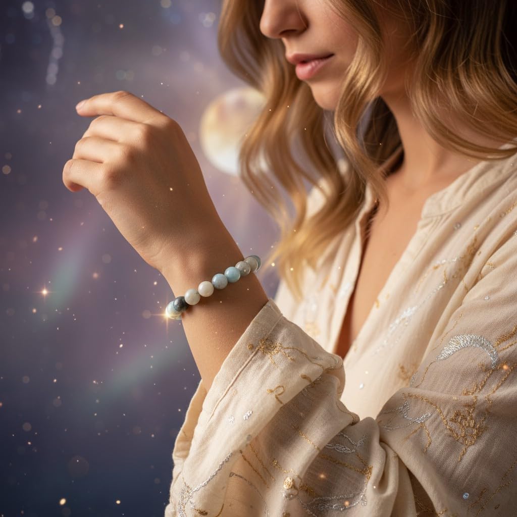 The Vida Handmade AAA+ Quality Crystal Stretch Elastic Bracelet - Nature Gemstone - Jewelry Gift - Holiday Gift - For Women & Men (Trolleite)