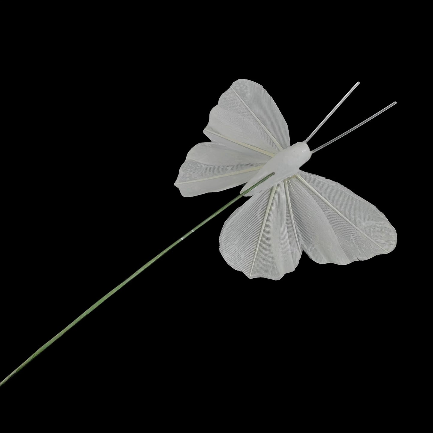 YCHTEWY- Feather Butterfly Decorations Set of 12 pcs White Craft Butterflies on Wire .Party Spring Home Decor Floral Pics…