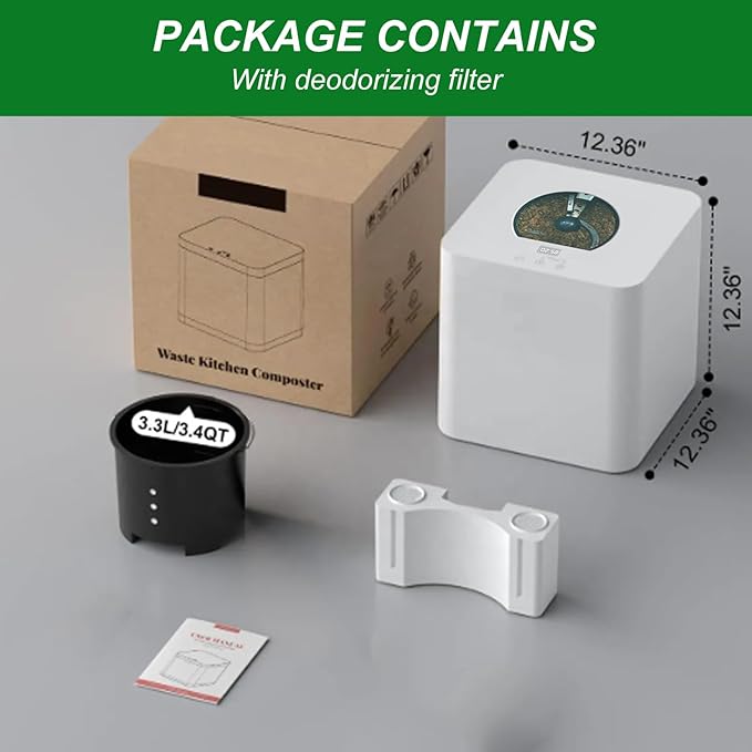 Food Waste Electric Composter,For Kitchen,Double Blade Grinding,2 Conversion Mods:Thermal Driving Mode/Biological Mode,220V