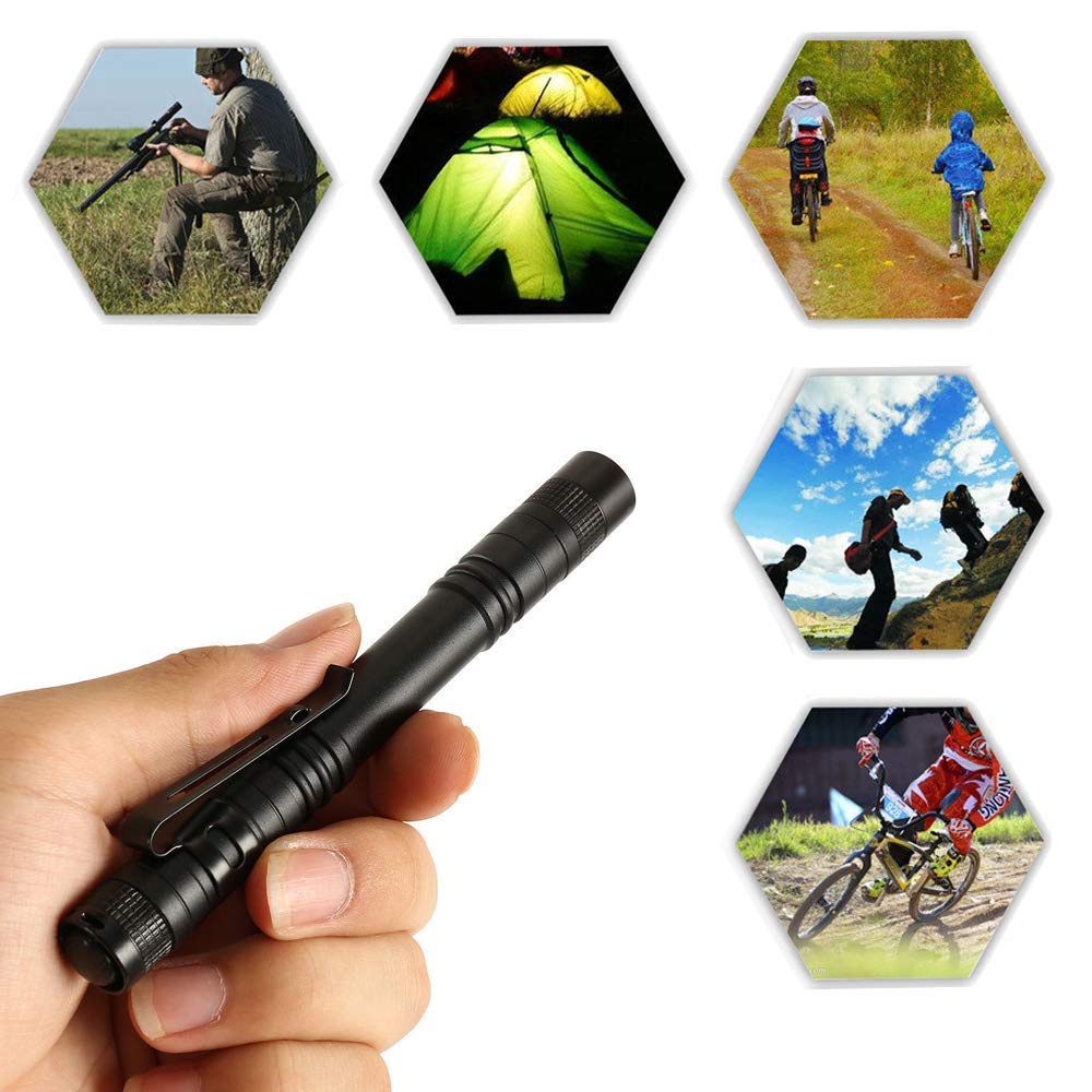 enjoydeal 5PCS Pen Light Flashlight Ultra Slim Portable LED 1000LM Pocket Penlight Torch with Clip Powered by 2 x AAA Battery (not Include)