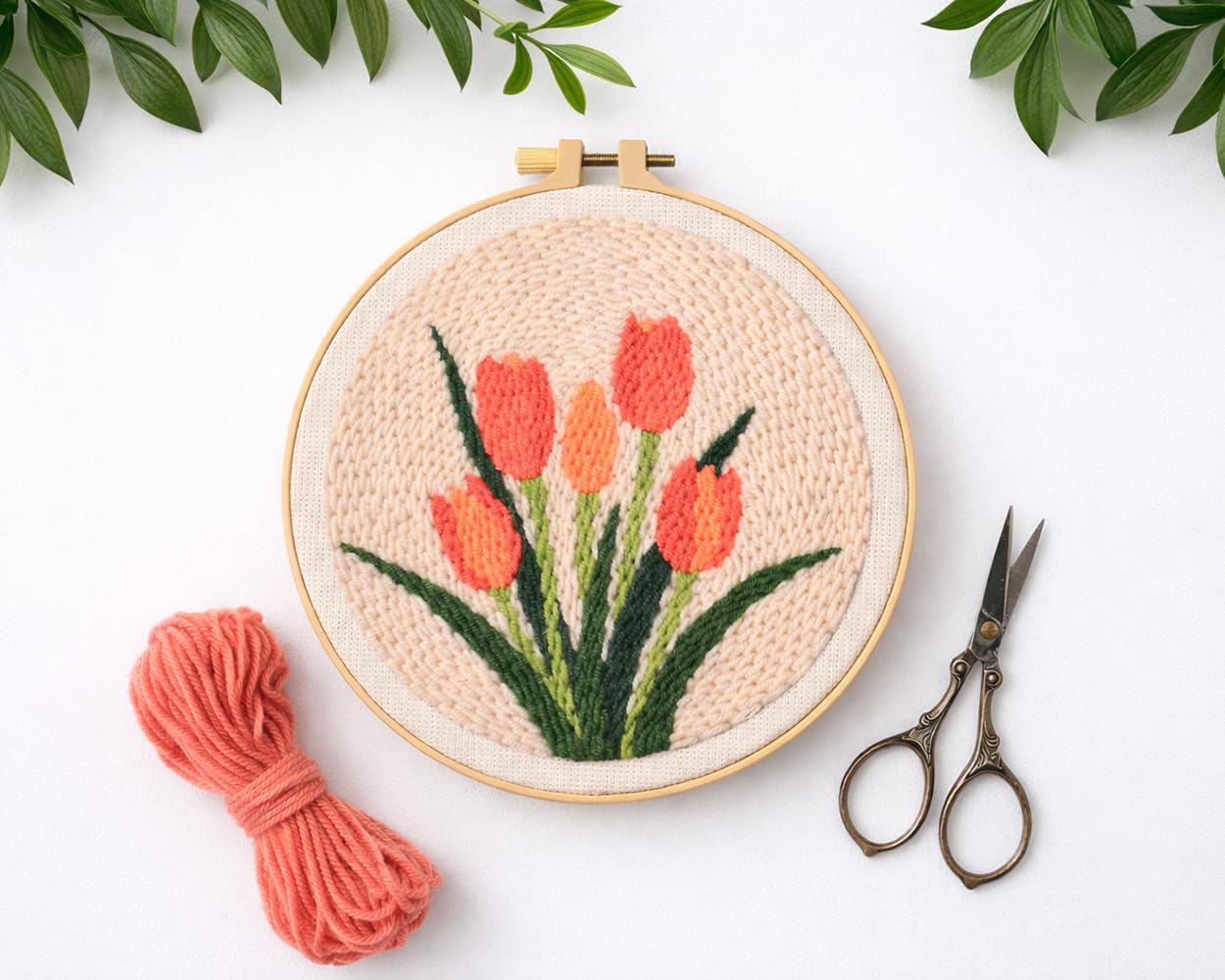DS. DISTINCTIVE STYLE 2Pcs Embroidery Kits for Beginners,DIY Embroidery Starter Kit,Beginner Cross Stitch Kits for Adults with Instructions,Pattern,Yarns,Hoops,Threader Tools (Sunflowers&Tulips)