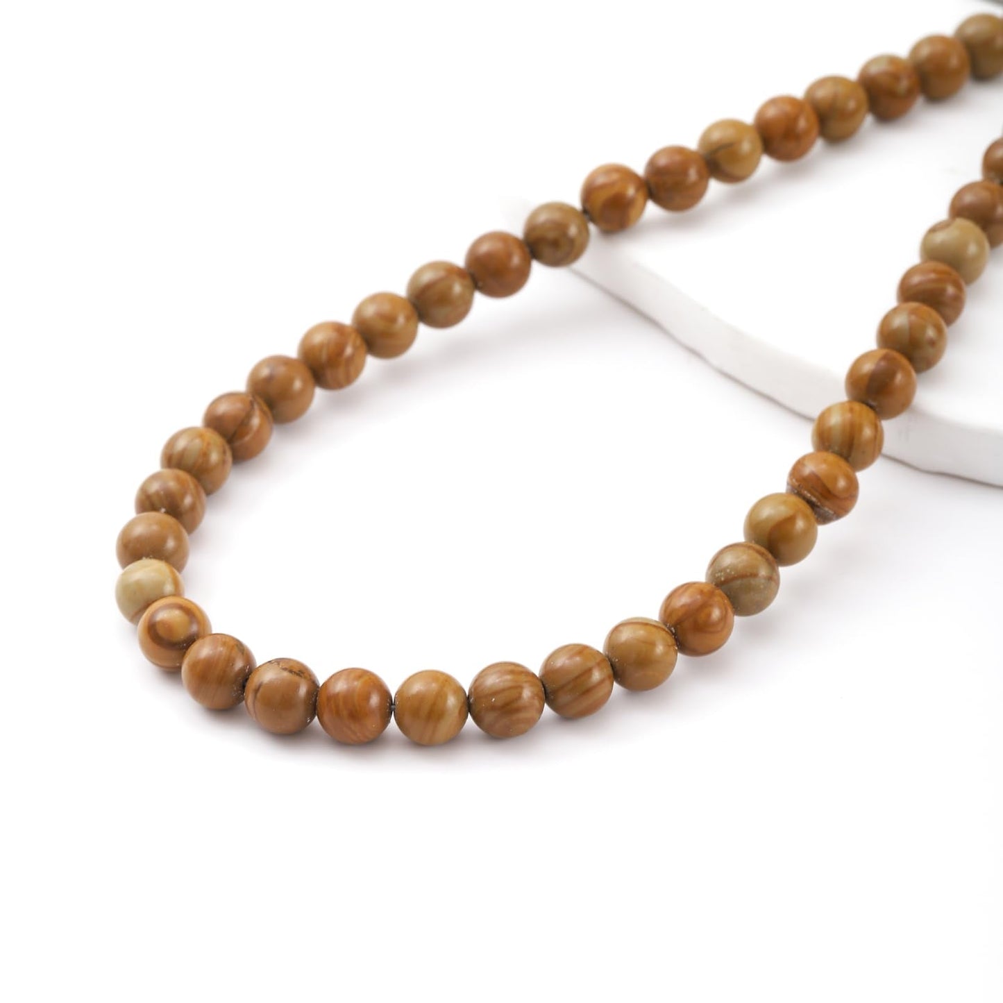6mm 60pcs DIY Natural Woodgrain Jasper Stone Beads Round Healing Crystal Gemstone Loose Beads for Jewelry Making Handmade Bracelet Necklace