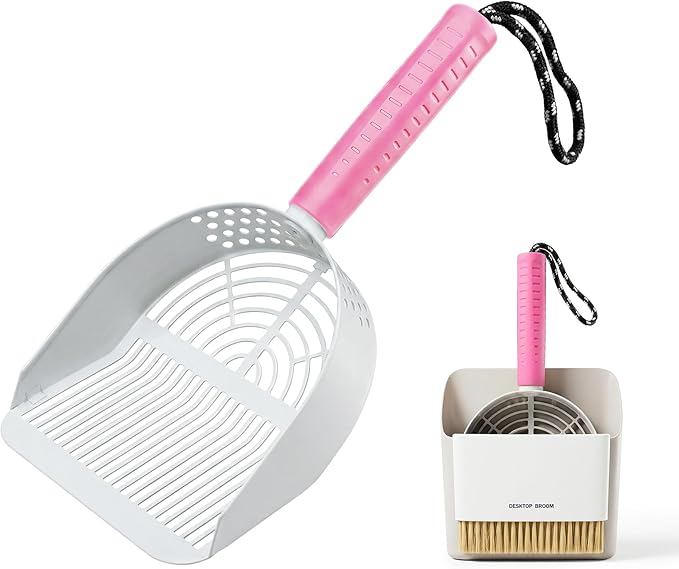 SNUGENS Cat Litter Scoop with Holder, 3 in 1 Metal Kitty Scooper