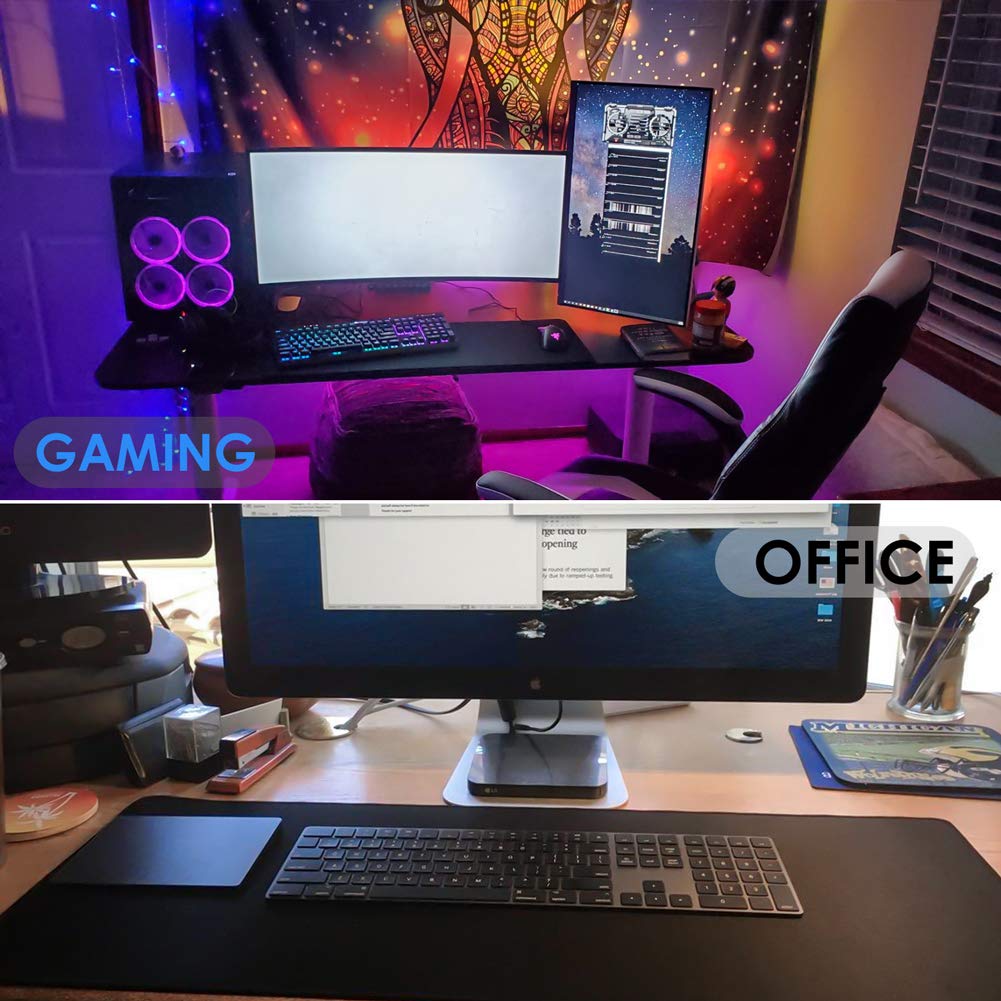 KTRIO Large Gaming Mouse Pad Desk Mat, Superior Micro-Weave Cloth for Precise Mouse Control, Non-Slip Rubber Base, Stitched Edges, Water-Resistant, for Gamer, Office & Home, 31.5" x 15.7" inches