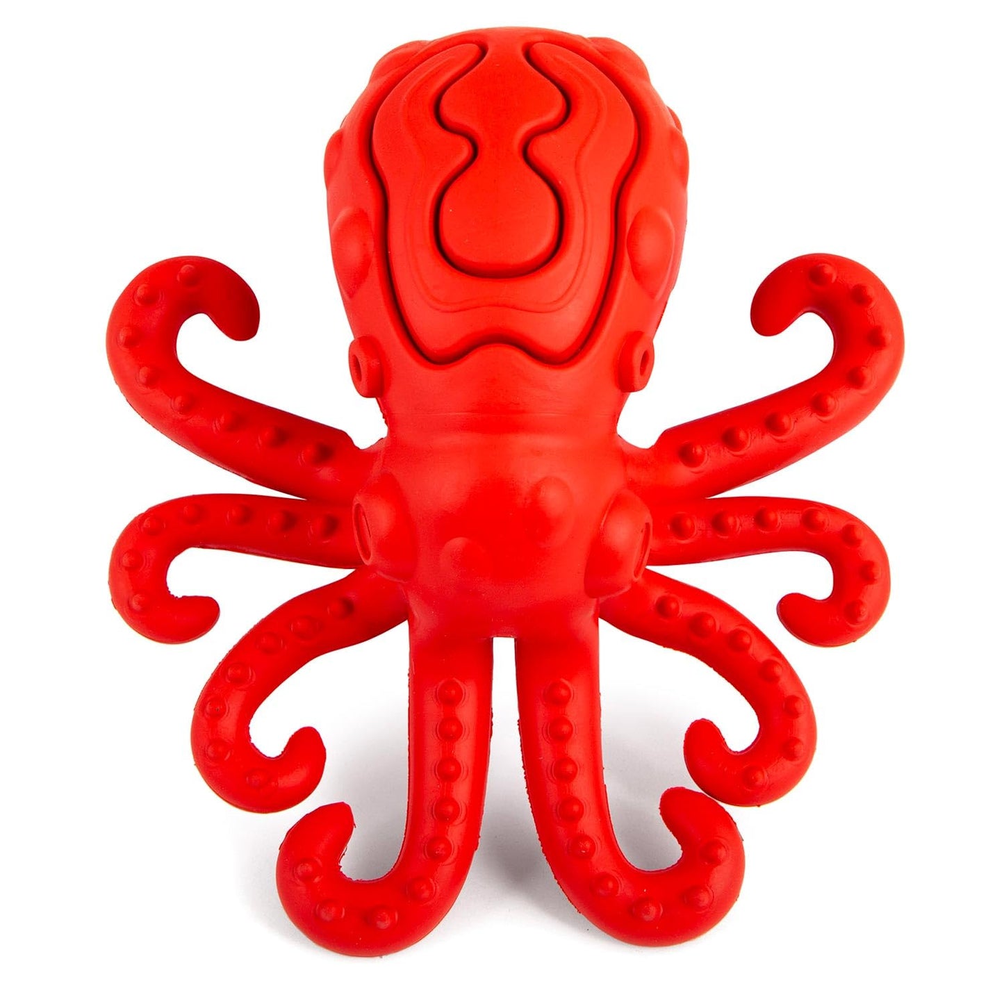 Jeffers Pet Natural Rubber Dog Chew Toy – Red Octopus, Medium – Treat Dispensing, Vanilla Scent, Durable, Non-Toxic, Dishwasher Safe, Interactive Fetch & Tug Toy - Perfect for Training