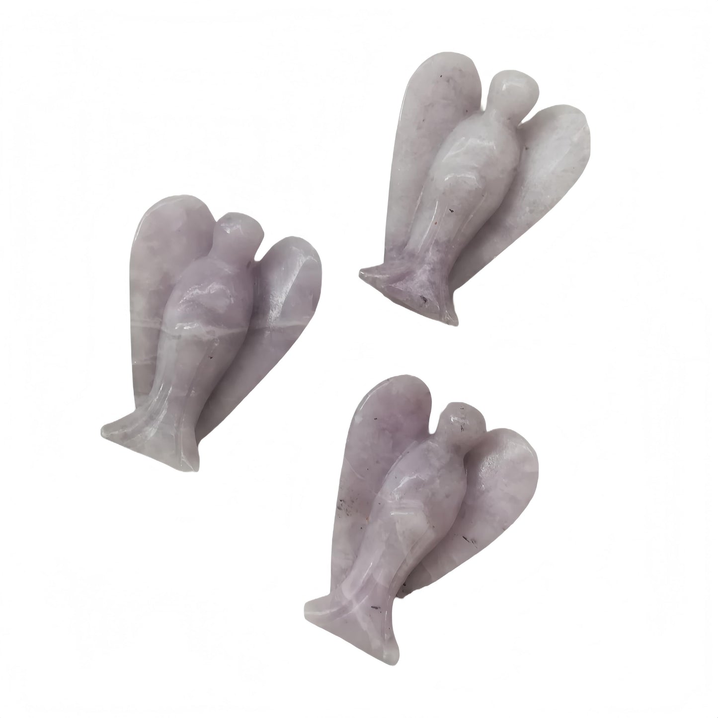 Afucats Natural Purple Lepidolite Healing Guardian Angel Indoor Decorative Stone,1.5 Inches Carving Pocket Palm Statue,Gift for Her Christmas Décor