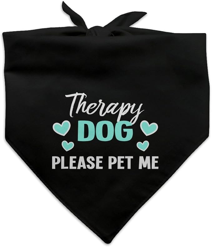 Therapy Dog Please Pet Me with Hearts Dog Pet Bandana - White