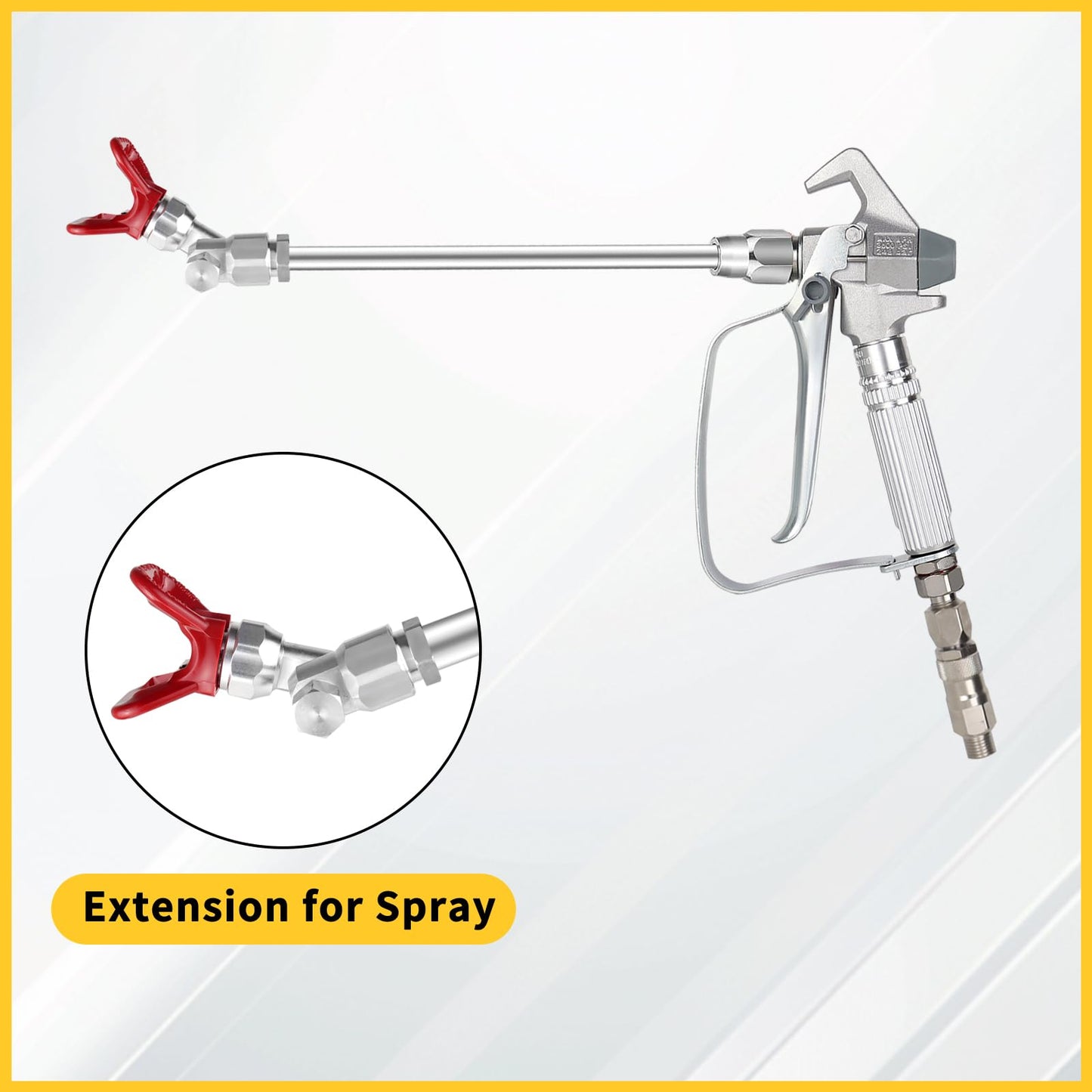 23 Pcs 3600PSI Paint Sprayer Gun Kits,with 50Ft High Pressure Hose,Extension Pole & Spray Tips & Filters &Nozzle Seat etc,Compatible With Graco 390 395 490 495 595 695 795 1095 Airless Sprayer