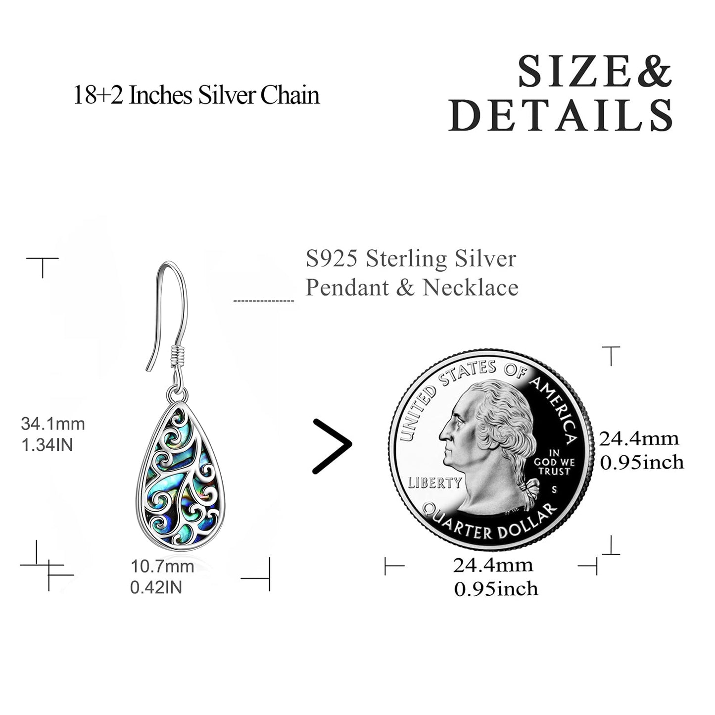 POPLYKE 925 Sterling Silver Tree of Life Earrings for Women Celtic Filigree Teardrop Abalone Earrings Dangle Abalone Jewelry