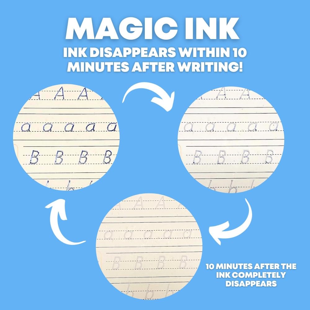 Groovd Children's Magic Copybooks - Reusable Grooved Writing Books for Kids - Handwriting Practice Workbooks, Calligraphy Learning Kit & Tracing Tools Set, 4 Books with Pen & Ink Refills (Ages 3-8)