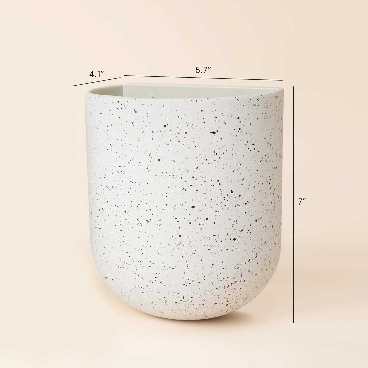 LA Jolie Muse Wall Hanging Planters for Indoor Plants,Hanging Flower Pots for Air Plants Succulent, Set of 2, 5.7L*4.1W*7H, Speckled White