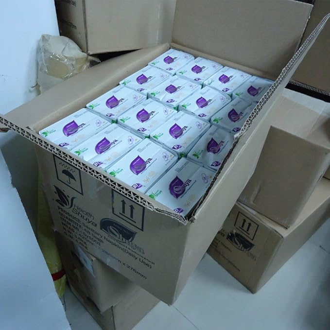 SHUYA Ultral Thin Patented Anion Pads for Women with Wings, Aluminum foil Package Super Absorbency,Mint Herbal Scented, Size 245mm-50Coun(Pack of 5)