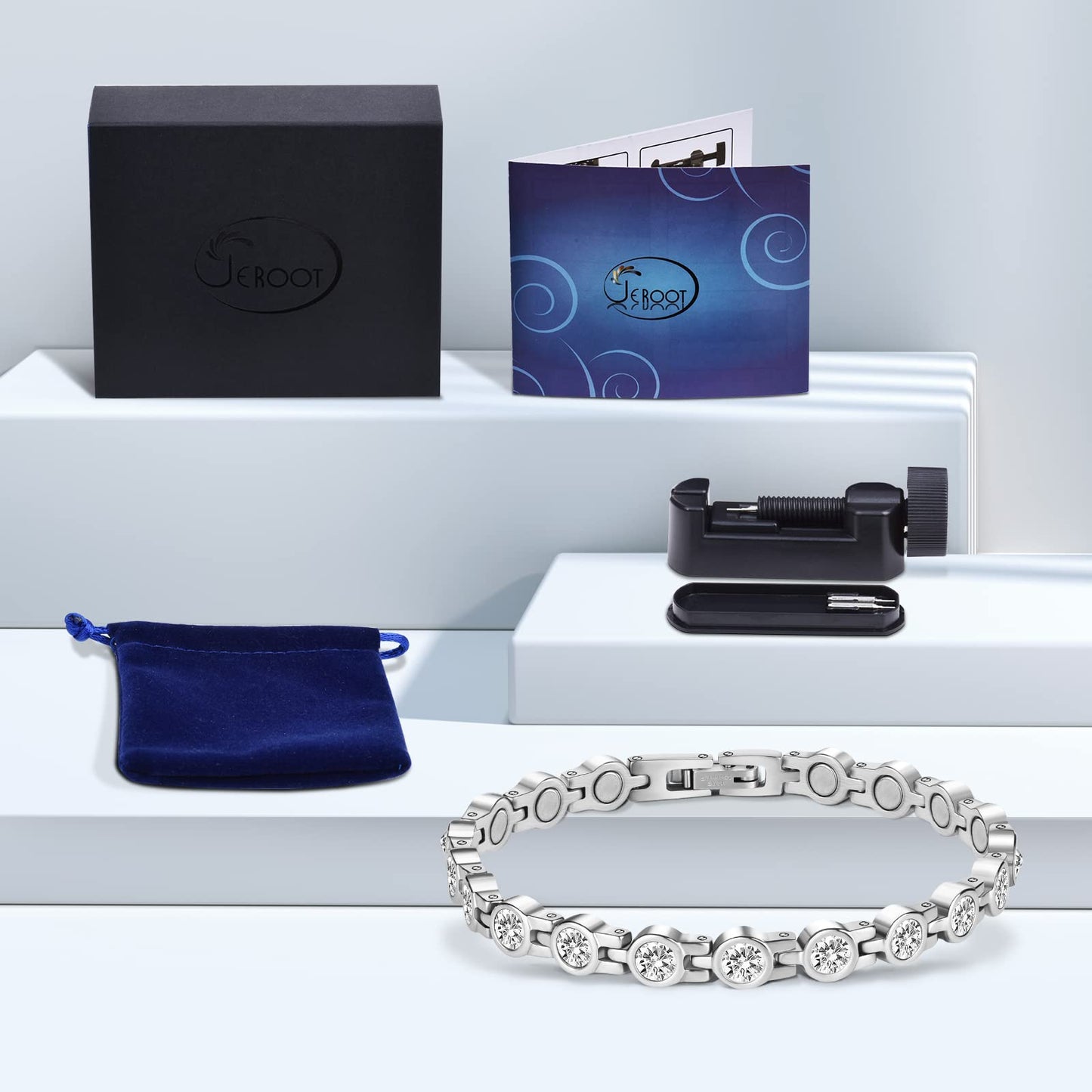 JEROOT Ultra Strength Magnetic Bracelet for Women | 3500-6000 Gauss Neodymium Magnets | Magnetic Therapy Jewelry with Adjustable Tool & Gift Packaging