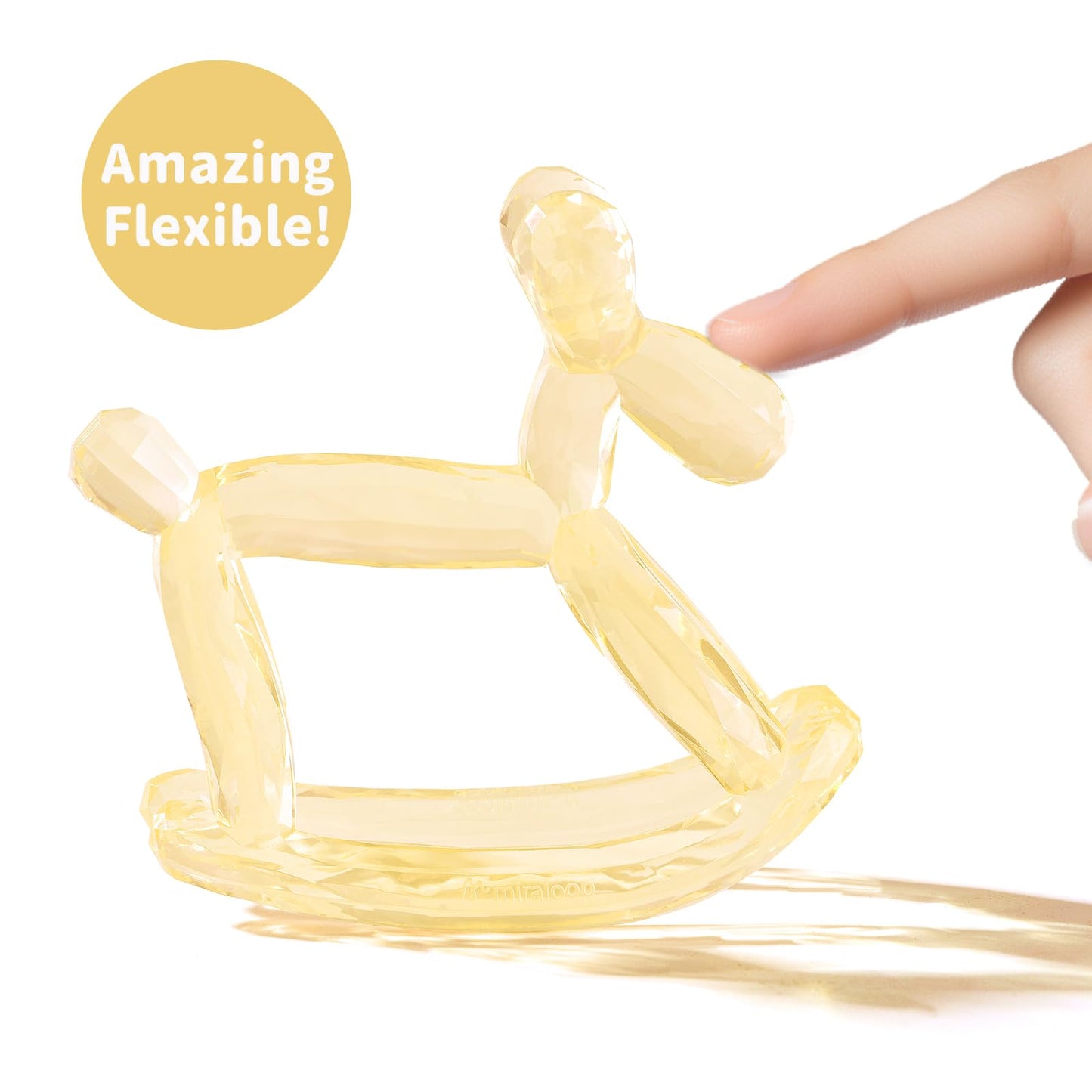 Miraloop Crystal Jelly Baby Teether – Jellydog Teething Relief Toy for Infants 3-6 Months, Silicone Handheld Teething Toy, BPA-Free, Odorless, Prevents Choking, Safe for Babies (Citrine)