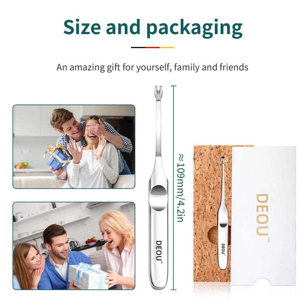 DEOU Professional Stainless Steel Cuticle Pusher with Thick Handle - V - shaped Blade for Precise Dead Skin Removal
