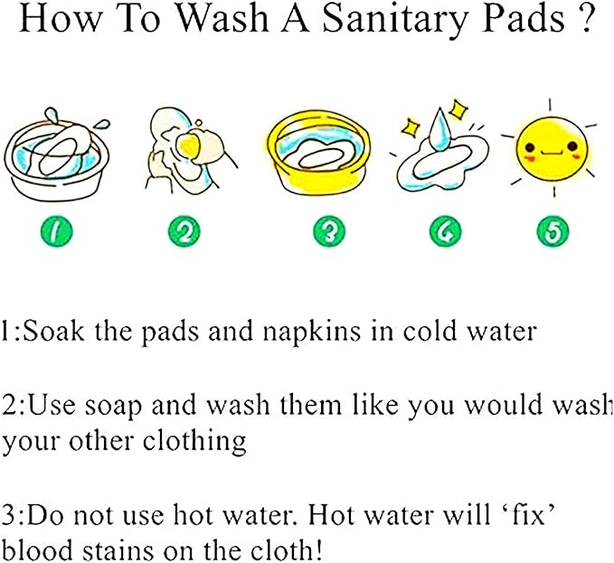 Reusable Menstrual Pads, Bamboo Cloth Pads for Heavy Flow with Wet Bag, Large Sanitary Pad Set with Wings for Women, Washable Overnight Cloth Panty Liners Period Pad (7 in 1, 25.4cm 4 Layers)