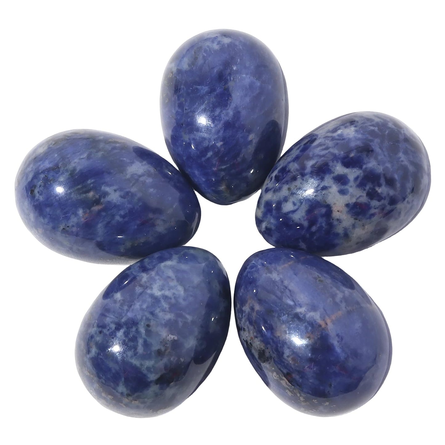 favoramulet Polished Stone Egg for Easter Day, Palm/Pocket/Worry Enegry Healing Crystal Display Sphere Figurine Fengshui, Soadalite 1.8" x 1.3"