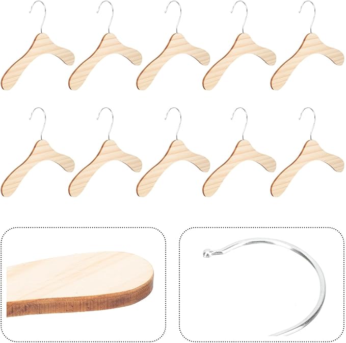 TINEASUR 10pcs 8.66-inch Wooden Pet Hangers for Small Dogs and Cats, Wear-Resistant Dog Clothes Hangers, Household Professional Pet Accessory for Closet Organization