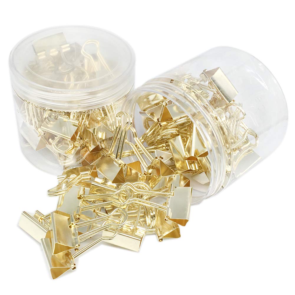 Gold Binder Paper Clips - Small, 3/4 inch Width Clips for Office School Supplies, 80 Pack