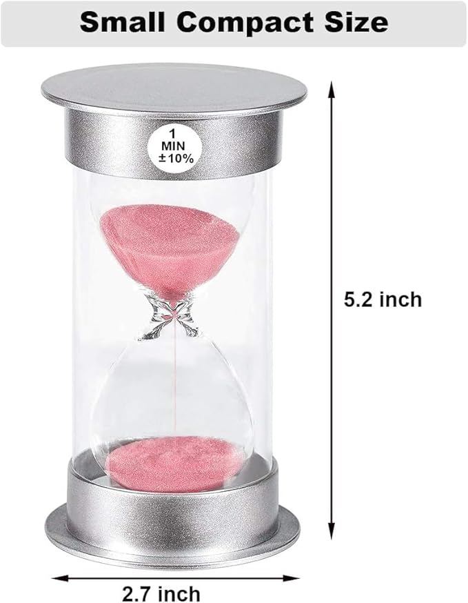 SuLiao 2 Minute Hourglass Timer Sand Clock: Unbreakable Pink Sand Watch 2 Min, Colorful Plastic Hour Glass Sandglass for Kids, Games, Decor, Classroom, Kitchen, Toothbrush Timer