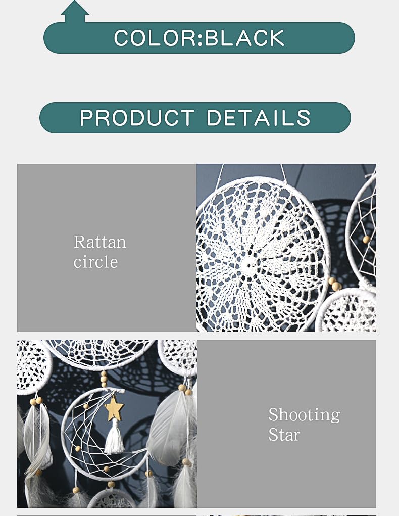 5 Pack Moon Phase Dreamcatcher Set Boho Wall Decor, Boho Macrame Wall Hanging Dream Catchers, for Home, Bedroom, Living Room, Witchy Gifts (Black Purple)