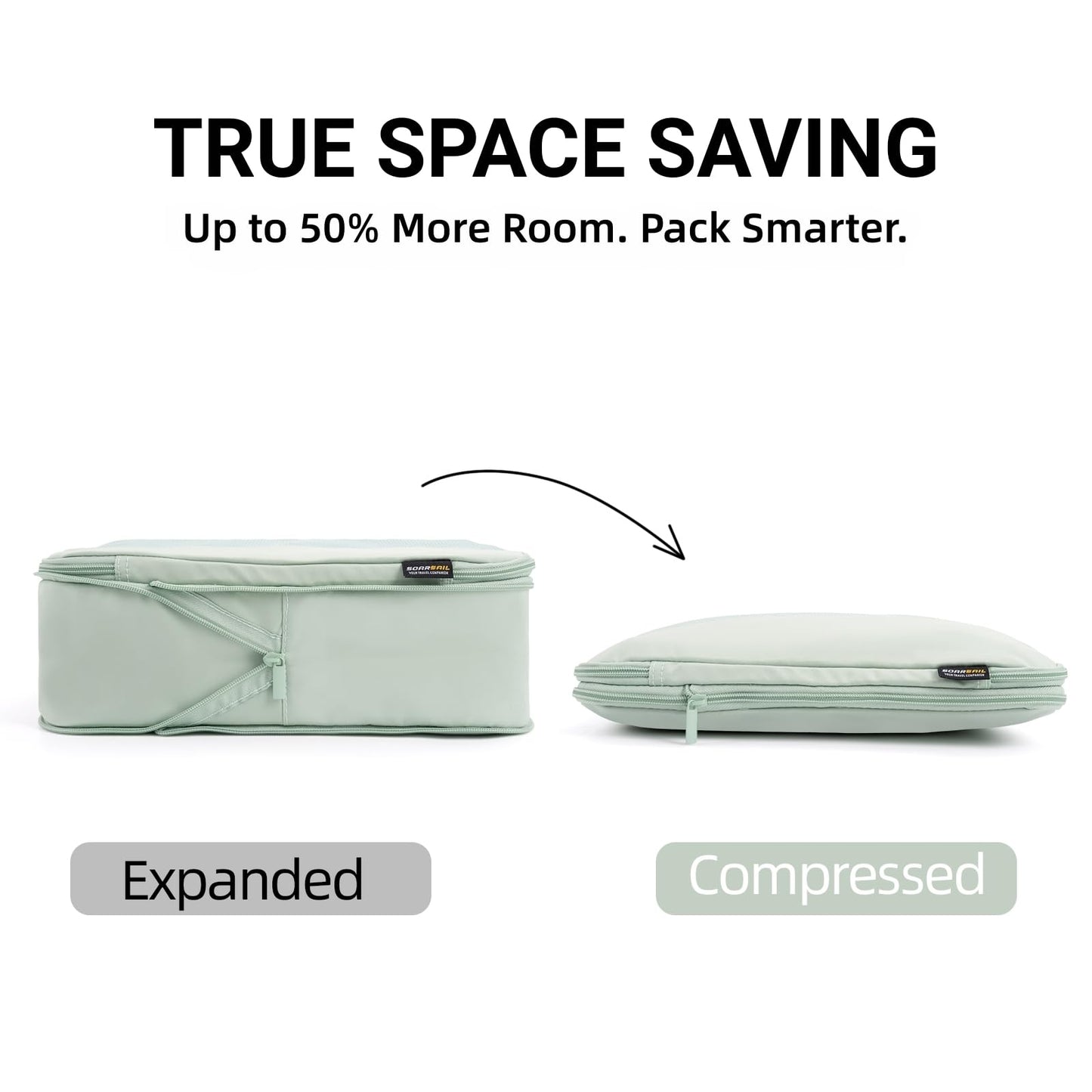 SOARSAIL 4 Piece Compression Packing Cubes for 3–7 Day Travel, Lightweight Travel Organizers with Breathable Mesh, Double-Zipper Packing Cubes for Carry-On & Suitcases (Light Green)