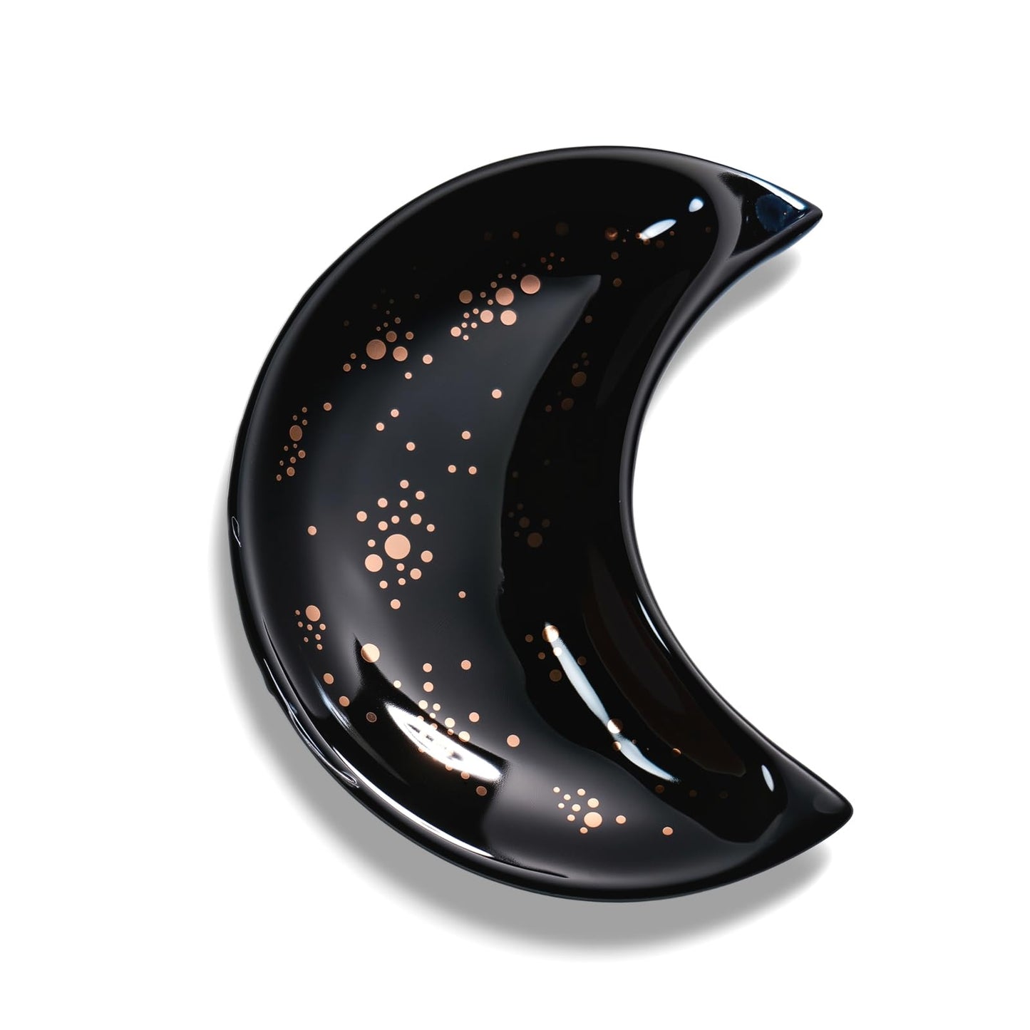 Yanluxr Black Moon Jewelry Dish, Decorative Ceramic Trinket Tray for Rings Earrings Necklaces, Birthday Christmas Gift for Women