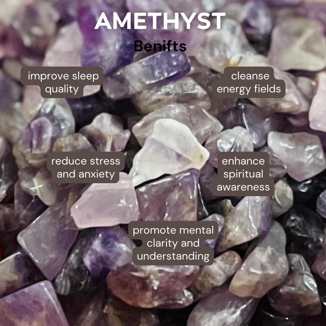 Indian Consigners Natural Crushed Polished Tumbled Gem Stone Chips, Decoration & Healing Crystals (Amethyst)