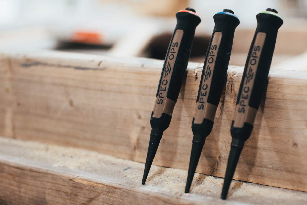 Spec Ops Tools Nail Set Punch 3-Piece Kit Includes 1/32", 1/16", 3/32", Shock-Absorbing Grip, 3% Donated to Veterans Black/Tan