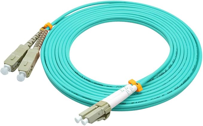 Jeirdus 2Meters 6ft LC to SC Duplex 50/125 10G OM3 Multi-Mode Fiber Optic Cable Jumper Optical Patch Cord LC-SC