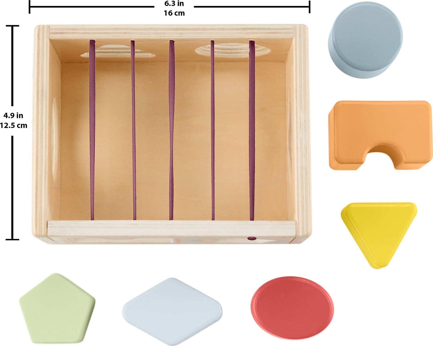 Fisher-Price Wood Baby Toy Flexi Shape Sorter, 7-Piece Wooden Activity with Elastic Bands for Infants & Toddlers Ages 9+ Months