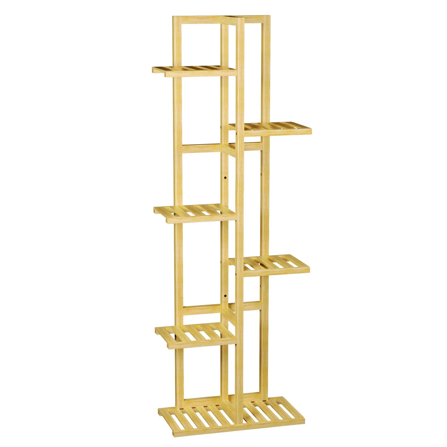 ROMGUAR CRAFT 6 Tier Bamboo Plant Stand Indoor, Wood Tall Flower Holder Corner Tiered Plant Shelf for Multiple Plants (Natural)