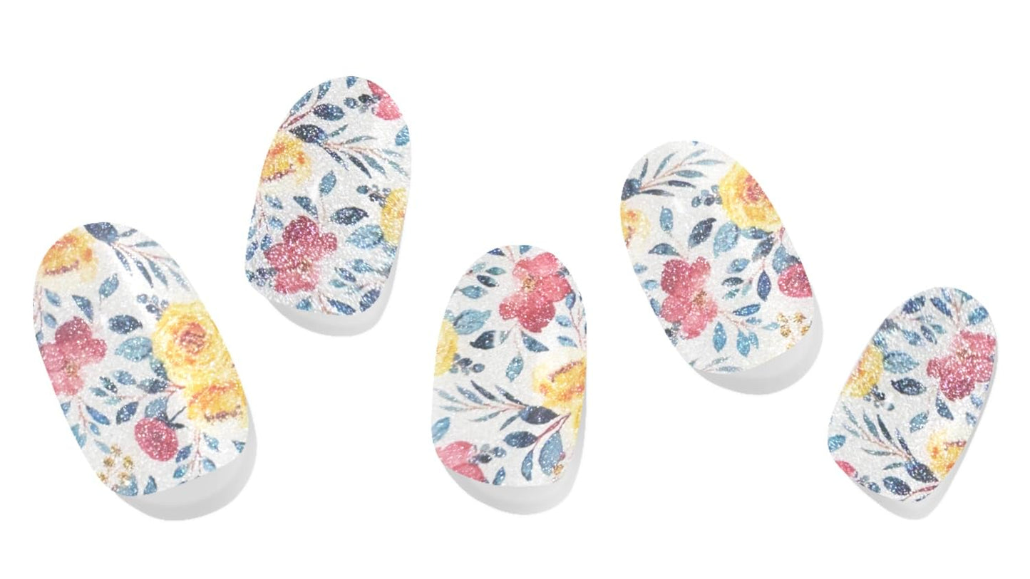 Adora Couture Semi Cured Gel Nail Strips with 20 Pieces - UV Gel Stickers, Manicure Kit, Easy Application Wraps Includes Prep Pads, Nail File, Wooden Stick - UV Light Required (M Vintage)
