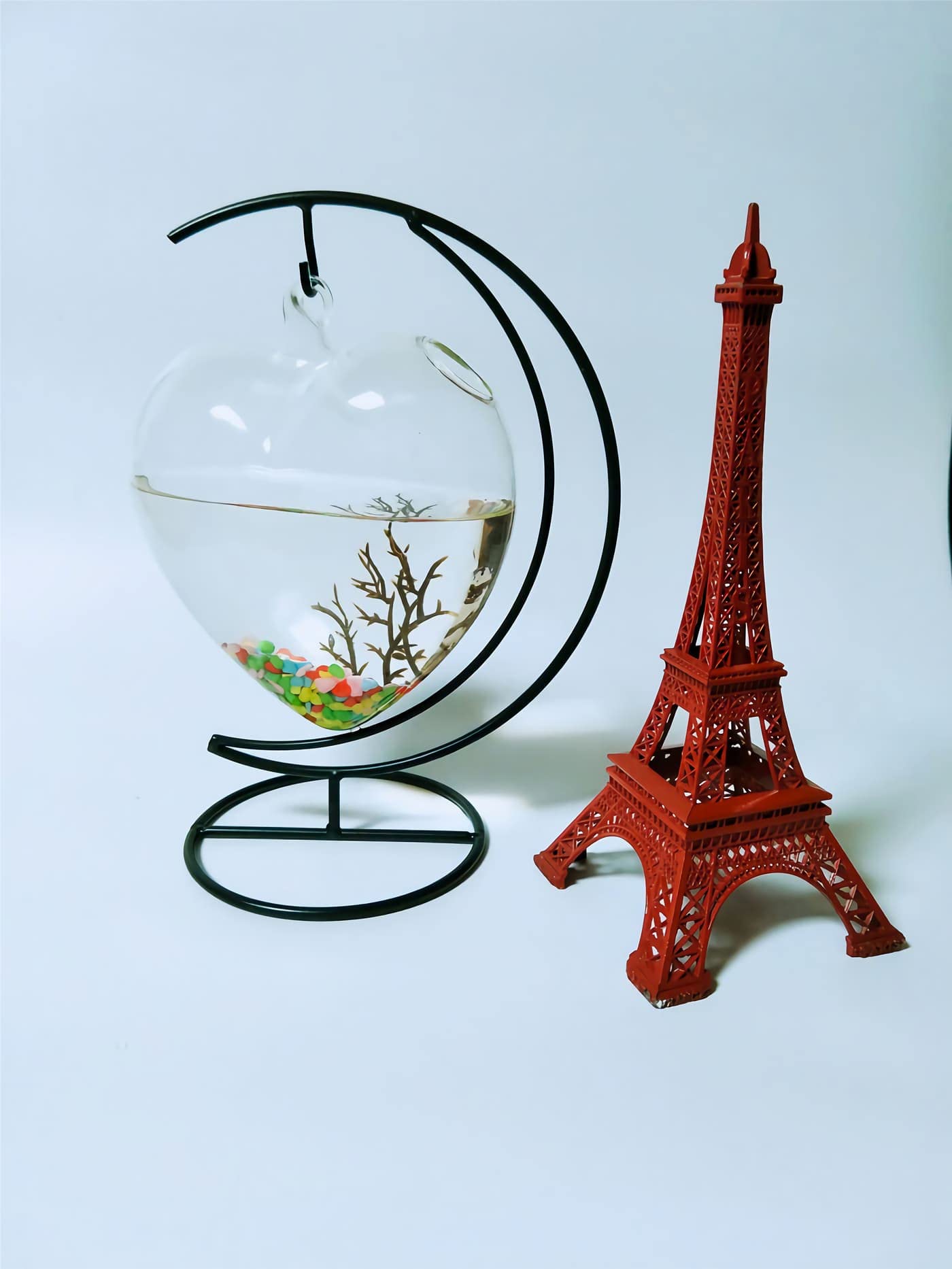 Aebor 8pcs Ornament Display Stand, Moon Shaped Iron Hanging Stand Rack Holder for Home Wedding Decoration, Hanging Glass Globe and Witch Ball(Without Glass Bottle) (8)