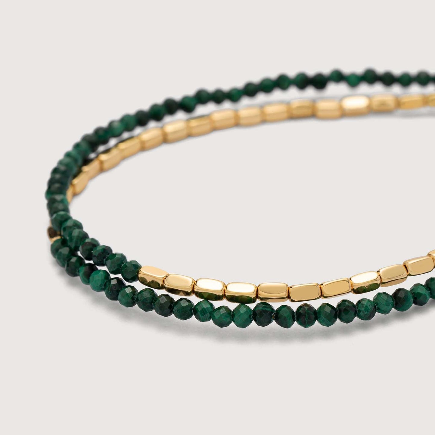 MEVECCO Bead Bracelet for Women 18K Gold Plated Layered Hematite Malachite Stone Mixed Bracelets Handmade Gold Custom Beaded Charm Chain Bracelet Stack Jewelry Gifts