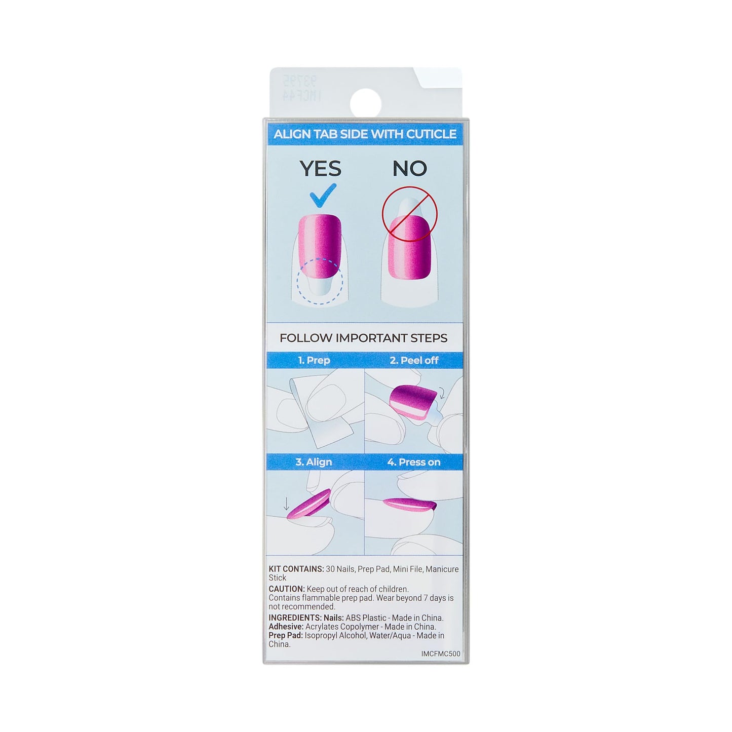 Kiss Impress No Glue Mani Press On Nails, ColorFX, 'Best Wishes', Black, Medium Size, Oval Shape, Includes 30 Nails, Prep Pad, Instructions Sheet, 1 Manicure Stick, 1 Mini File