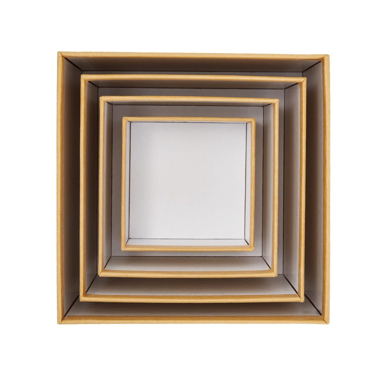 Stockroom Plus Square Nesting Boxes With Lids - Kraft Brown, Paperboard, 4-Pack, 6.5-3.5 In - Cardboard Nesting Gift Boxes for Presents & Party Favors