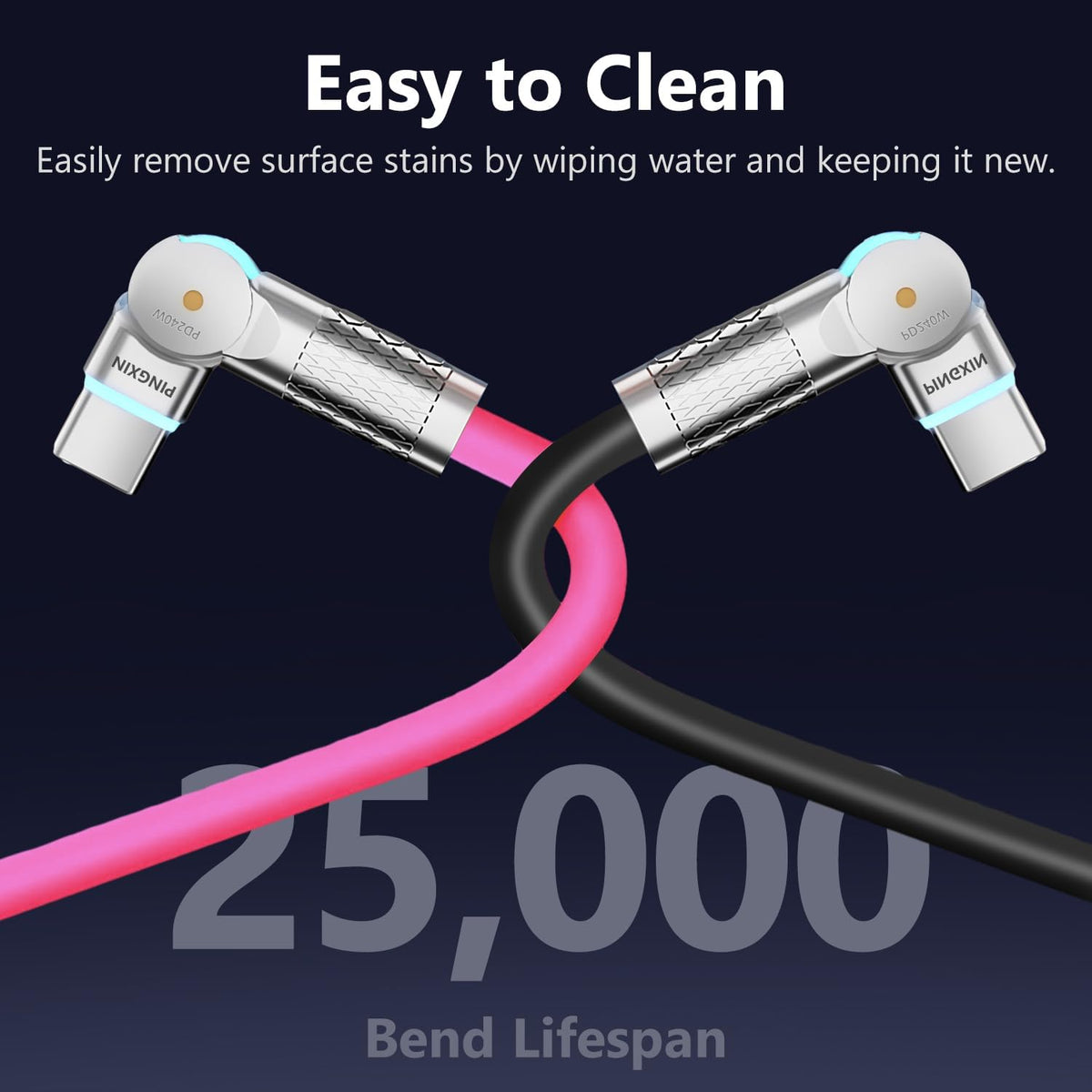 USB C to USB C Cable 10ft 240W 2-Pack USB 2.0, Type C Charging Cable for iPhone 15, Samsung Galaxy S23, MacBook Pro 2020, iPad Pro, iPad Air 4, Pixel and More. Black+Pink