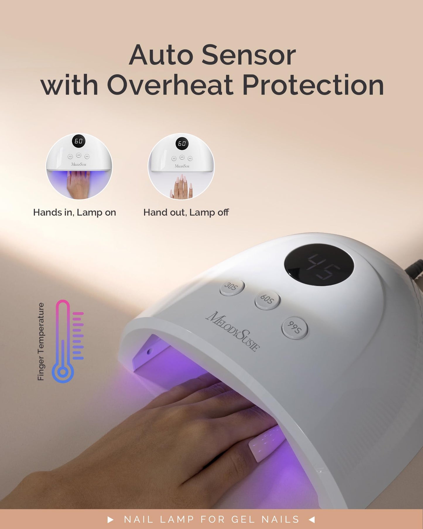 MelodySusie UV Nail Lamp MelodySusie Press-On Nails Short Square White French Tips