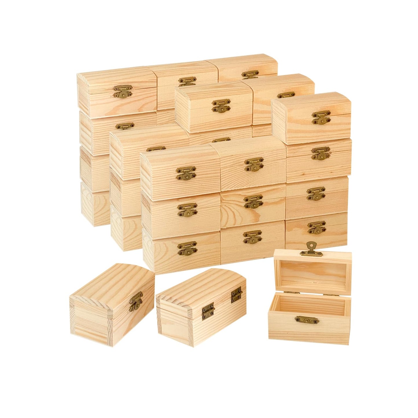 Cregugua 36 Pack Small Wooden box Unfinished Wood Treasure Boxes with Lid for DIY Crafts (3.5 x 2.1 x 1.9 In)