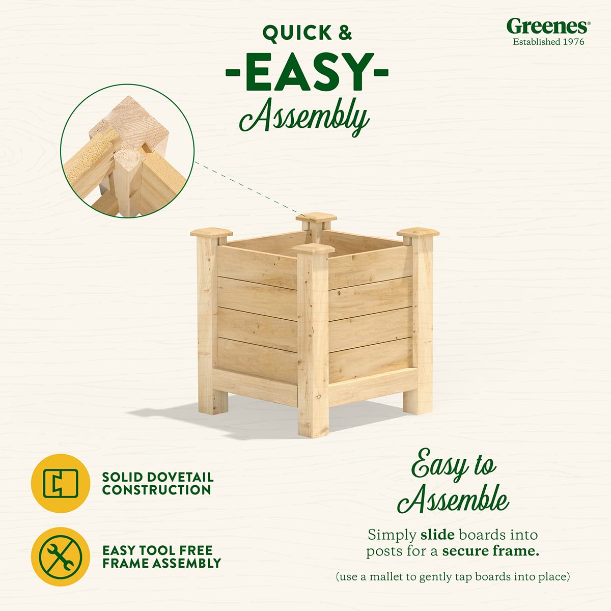 Greenes Fence Premium Cedar Elevated Planter, 16" x 16" x 21" (3/4" Thick) - Made in USA with North American Cedar