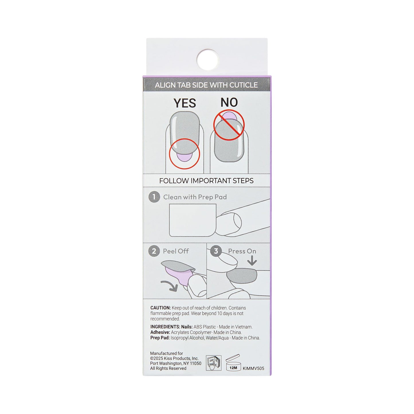 Kiss Impress No Glue Mani Press On Nails, Design, 'Amerie', Multicolor, Medium Size, Almond Shape, Includes 30 Nails, Prep Pad, Instructions Sheet, 1 Manicure Stick, 1 Mini File