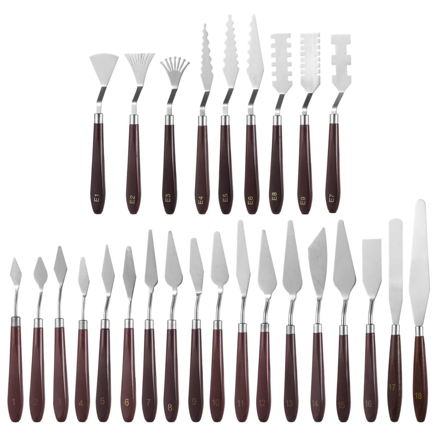 27 PCS Palette Knife Set, Palette Knives Spatula Set, Stainless Steel Palette Tool with Wooden Handle, Painting Spatulas for Color Mixing Texturing