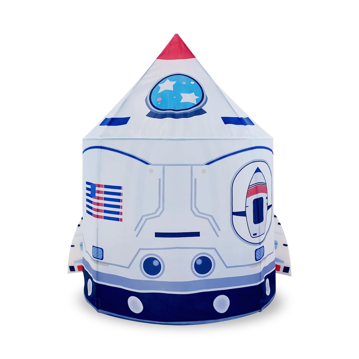 Rocket Ship Astronaut Playhouse, Kids Space Discovery Teepee with Windows, Foldable Indoor Outdoor Play Tent for Boys Girls, Toddler Adventure Room Decor