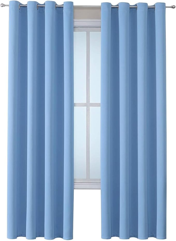 ChrisDowa Grommet Room Darkening Curtains for Bedroom and Living Room - 2 Panels Set Thermal Insulated Blackout Curtains (Sky Blue, 52W x 95L)