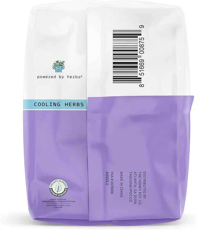 The Honey Pot Company - Herbal Pads for Women - Overnight w/Wings - Infused w/Essential Oils for Cooling Effect & Organic Cotton Cover - Feminine Care - FSA & HSA Eligible - 12 ct