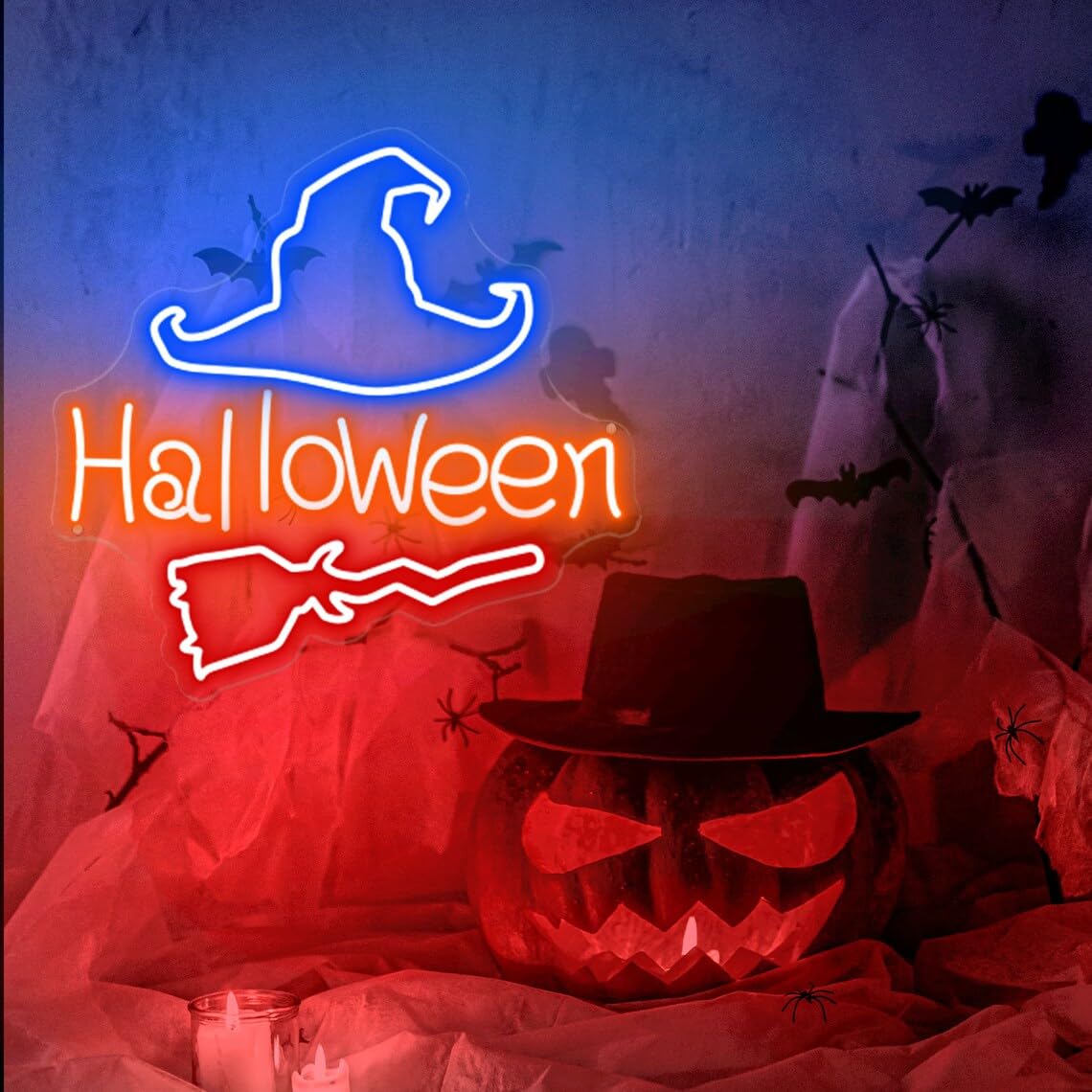 Happy Halloween Neon Sign Halloween Home Decor Halloween Witch Hat Decor Witch Neon Signs Witch Boo Halloween Signs Trick Or Treat