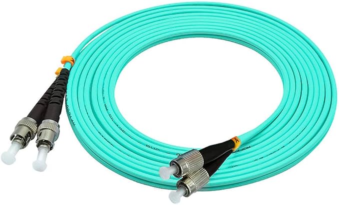 Jeirdus 15Meters 49ft FC to ST Duplex 50/125 10G OM3 Multi-Mode Fiber Optic Cable Jumper Optical Patch Cord FC-ST